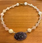 Antique Chinese Art Deco Carved Amethyst   Quartz Beaded Necklace