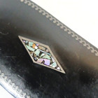 Antique Gutta Percha Snuff Box W Abalone Inlay And Pewter Accent Mid 1800   s