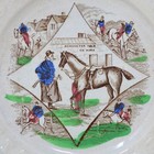Antique C 1830 Abc Plate  horses For Sale Or Hire  Painted Transferware 6-7 8  D
