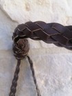 Boho Aztec Embroidered Crossbody Bag Braided Leather Strap Brown Pre-owned