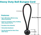 Ball Bungee Cords 4 Inches Heavy Duty Tarp Tie Downs 50 Pack Weather Resistant