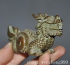 2 8 old Chinese Ancient Dynasty Bronze Fengshui Wealth Dragon Beast Statue