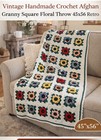 Afghan Throw Blanket 72 X 52  Granny Square Flowers Crochet Knit Vtg Soft Floral
