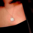 Sterling Silver Rhinestone Pendant Chain Necklace Square  925 Sterling Silver  