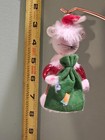 Vintage Blown Glass De Carlini Christmas Ornament Mouse As Santa With Green Bag