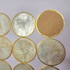 Set Of 12 Vintage Mother Of Pearl 3  Round Drink Coasters  Cork Back