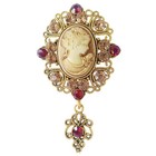 Crystal Rhinestone Flower Bouquet Brooch Pin  Gold Tone  Large  gold Cameos-2pcs