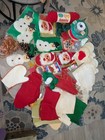Vtg Holiday Lot 1960s Felt Fur Christmas Stockings Mittens Snowmen For Crafts