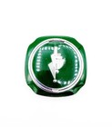Art Deco Forest Green Enamel   Silver-tone Powder   Rouge Compact