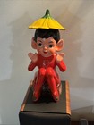 Retro Pixie Elf Figurine Japan Brinn s Christmas 50s Seated Flower On Head 1950s