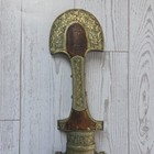 Vintage Curved Dagger With Engraved Brass Scabbard     Jambiya   Khanjar Style   