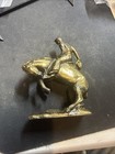 Bronzed Metal Copper Rodeo Cowboy On Bucking Horse Vintage About 1963 J 0107