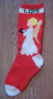 Vintage Hand Knit Christmas Stocking  lois  angel W Hymnal gold Twinkle Yarn