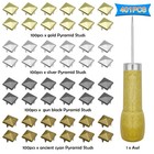 400pcs 10mm Square Pyramid Studs Four-jaw Square Rivets For Bag Leather Cloth   