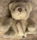 Russ Berrie Caress Soft Pet Nutmeg Creamy Tan Rawhide Collar Teddy Bear 8  Vtg  