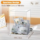 Clear Acrylic Piggy Bank For Adults   Kids - Large Money Saving Box