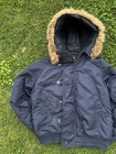 Alpha Industries N-2b Fur Hooded Bomber Rare Silver  made In Usa - Medium 