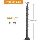85pcs  8    2-1 2 Inch Drywall Screws  Black Wood Screws  Coarse Thread Sheetrock