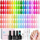 36 Colors Gel Nail Polish Set - Neon Pastel Brights  Glossy   Matte Top Coats  D