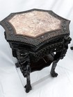 Set Of 3 Antique Chinese 19th C Carved Teakwood Xlarge Pedestal Table Stand