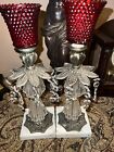 Antique Candle Holder Hollywood Regency Style Ornate Gold Cast Brass