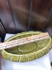 Vtg Usa Pottery Mcm Green Drip Glazed Oblong Vertical Scallop Planter Pot  1002