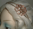 Fascinator Headband Pink Rhinestone Golden Floral Gorgeous
