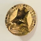 Ex Rare Antique French Repousse Brass Viking Button  Ca   1880s 1890s