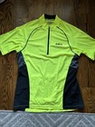 Louis Garneau Cycling Jersey 3 Pocket Quarter Zip Size Medium Neon Yellow black