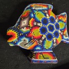Huichol 6  Carved Wood Beaded Fish Mexican Vintage Folk Art Handmade Figure