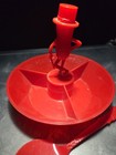 Vtg Red Mr Peanut Divided Nut Plastic Bowl Advertising Original W  Spoon Fixed