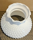 Vintage Milk Glass Hobnail Lamp Shade White  7  Fitter Ruffled Top Decor Cottage