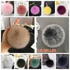 Real Fur Pom Pom Keychain Bag Charm Purse Decor Plushy Large Ball Fluffy Pompom