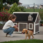 41  Wooden Dog House Outdoor Cat House Dog Kennel Indoor Pet Shelter W  Window