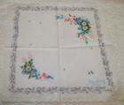 Vintage Unused Jean D orly Paris Hanky Handkerchief Pink  Blue   Lavender Floral