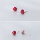 Scarlet Heart Sterling Silver Stud Earrings