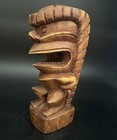 Hand Carved Solid Wood Tiki Statue 6 5 Inches Open Mouth Polynesian Decor