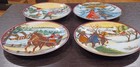 Seasonal christmas Ceramic Collector Plates  8 5-inch Dia  W  Metal Hangers - 4