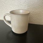 Vintage 60s Stoneware Coffee Mug Orange Butterfly Cream Speckled