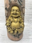 Altered Clay Wine Bottle Candleholder   Incense Burner Sitting Buddha Chakras