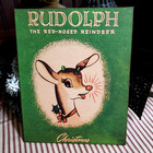 Rare Htf Copy Retro Modern Vintage Antique Style Christmas Rudolph Reindeer Sign