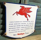 Vintage 1947 Dated Mobilgas 12 5    Porcelain Gas Oil Sign Mobil Pledge