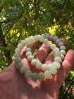 Hetian Xin Jiang Qiemo Cream White Blue Jade Bead Bracelet 10mm Rondelle 