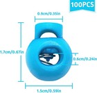 100pcs Spring Cord Lock  Toggle Stoppers  Single Hole End Round Fastener Buttons