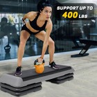 43   Aerobic Step Platform Adjustable Exercise Fitness Workout Stepper W 4 Riser