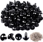 100x 6-10mm Black Plastic Safety Eyes With Washers For Diy Crochet Animal Craft