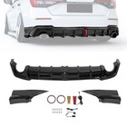 Rear Diffuser W led Light   Corner Spats Gloss Black For 2022-2026 Honda Civic