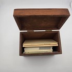 Vintage Wood Recipe Box Engraved Carved Wooden Hinged Storage Chest Cottagecore