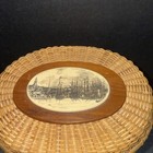 Vntg  Barlow Nantucket Friendship Basket Purse Harbor Scene - Bail Handle