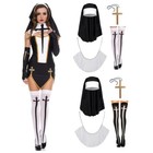 2 3 4pcs Nun Costume Set Halloween Nun Accessories Kit Women Girls Cosplay Props